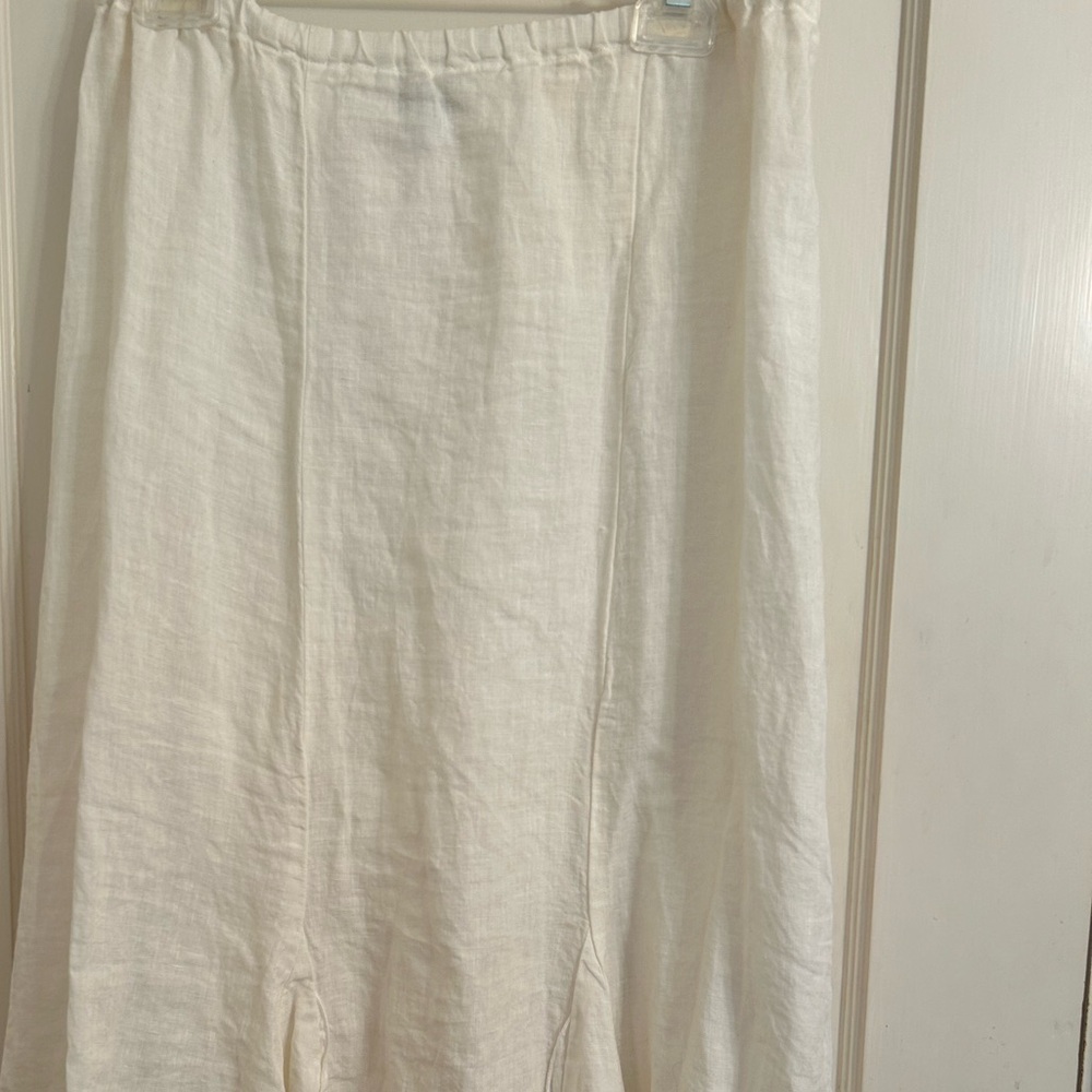 White cream linen skirt
